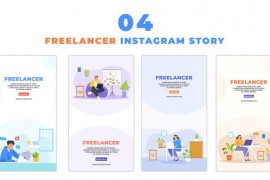 Freelancer Working from Home Vector Character Animation Instagram Story 48624971