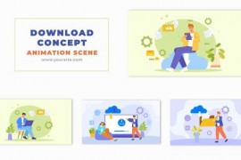 File Download Concept Flat Design Animation Scene 49480902