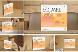 Free Download:Square Book Mockup 60537642