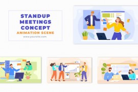 Professional Corporate Standup Meetings Concept 2D Animation Scene 49459578