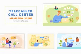 Animated 2D Flat Telecaller and Call Center Scene 48570818