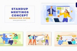 Professional Corporate Standup Meetings Concept 2D Art Animation Scene 49481886