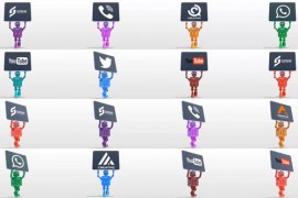 Cartoon Robot Holding Tablet Logo Reveal Bundle 46189619