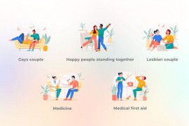 Happy People Standing Together - Flat Concept 44528107