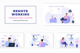 Remote Working Character Animation Scene 46437991