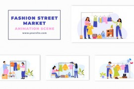 Fashion Street Market and Seller Character Animation Scene 47279447