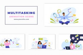 Multitasking Employee Flat Character Animation Scene 47278744