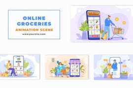 Flat Character Design Grocery Delivery App Animation Scene 48570032