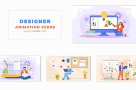 Flat Vector Graphic Designer Animated Design Scene 49459534
