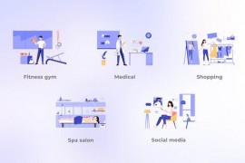 Social Interactions - Blue Flat Concept 43648580
