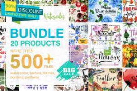 Watercolor Mega Bundle – 20 Sets with over 500 Graphics
