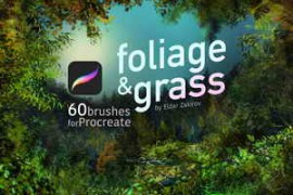 CreativeMarket – 60 Foliage & Grass Procreate brushes 5760856