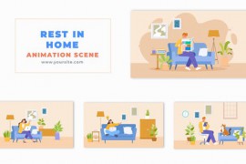 Flat Character Comfortable Relaxation Animation Scene 49457625