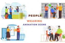 People Wearing Mask Animation Scene 43070794
