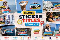 Free Download:Travel Sticker Titles Toolkit for After Effects – Vacation Vlog Graphics 64247674