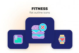 Fitness - Flat Outline Icons 45844644