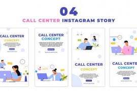 Call Center Concept 2D Characters Instagram Story 47439458