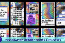 Holographic Iridescent Retro Stories and Posts 43792454