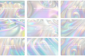 Holographic Glossy Shapes Flowing Clean Backgrounds Pack 51676184