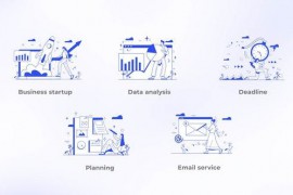 Business Startup - Blue and White Outline Concept 44764229