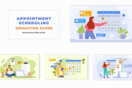 Flat Design Character Scheduling Appointments Animation Scene 48570175