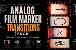 Free Download:Authentic Analog Film Marker Transitions Pack AE 64070560