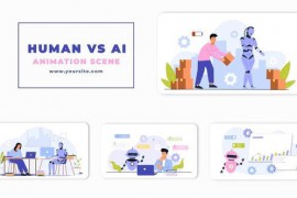 Vector Human Vs AI Animation Scene 47349358