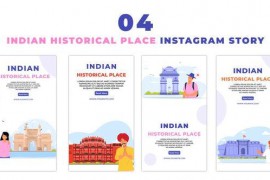 Indian Historical Tourist Place Flat Character Instagram Story 47440652