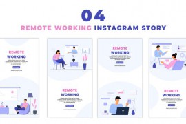 Remote Working Employees Flat Character Instagram Story 47394426