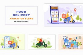 Flat 2D Food Delivery Character Animation Scene 48802706