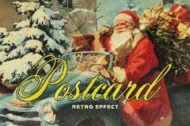 Free Download:Vintage Halftone Postcard Photo Effect for Photoshop
