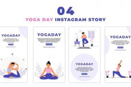 Woman Celebrates Yoga Day Flat Character Instagram Story 47470566