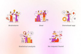 Statistical Analysis - Flat Concepts Orange Purple Cloud Accent 48016854