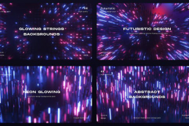 Futuristic Neon Glowing Flowing Strings Dark Backgrounds Pack 51676175