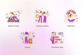 Happy People - Flat Concepts Orange Purple Cloud Accent 48016846